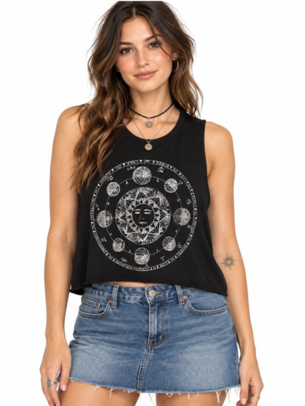 John Galt Black Graphic Astrology Tee Size medium